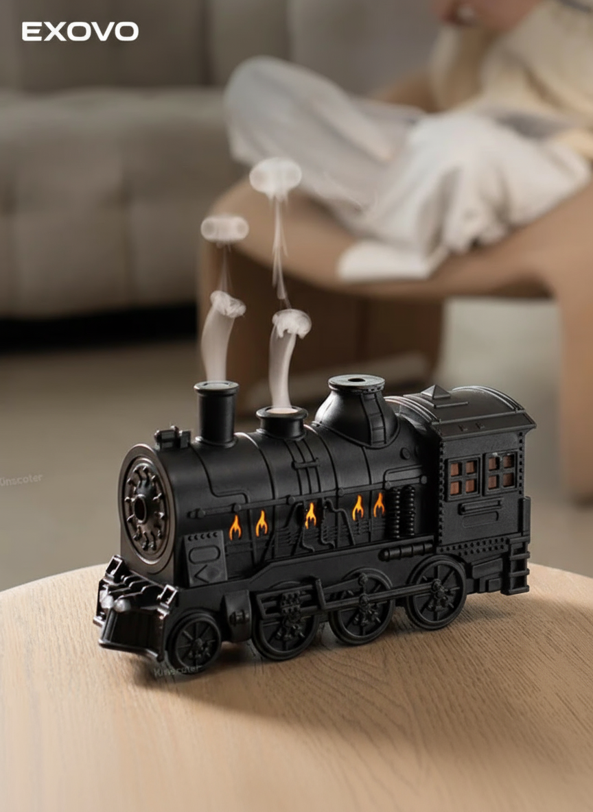 Exovo Signature Vintage Train Diffuser – Artistic Aromatherapy Humidifier with Jellyfish Smoke Effect