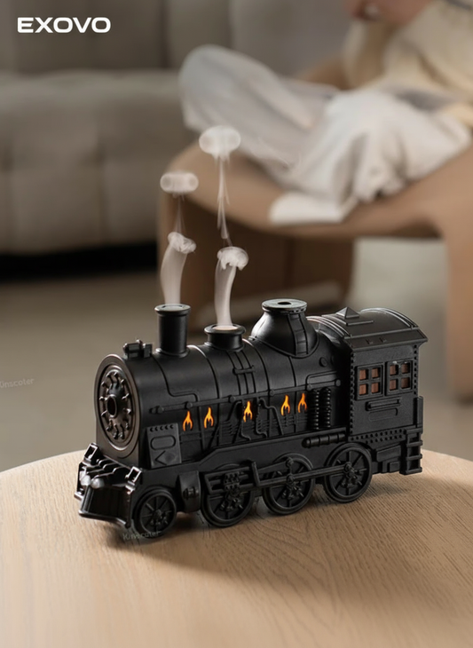 Exovo Signature Vintage Train Diffuser – Artistic Aromatherapy Humidifier with Jellyfish Smoke Effect