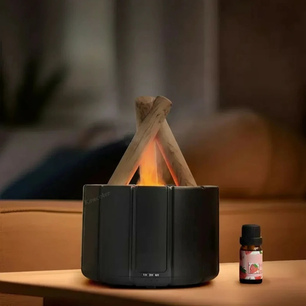 Simulated Flame Aroma Diffuser Bonfire Air Humidifier Ultrasonic Cool Mist Maker Fogger LED Essential Oil Lamp Difusor