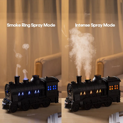 Creative Vintage Train Locomotive Air Humidifier Aroma Diffuser Sprayer with Jellyfish Smoke Ring for Essential Oil Aromatherapy
