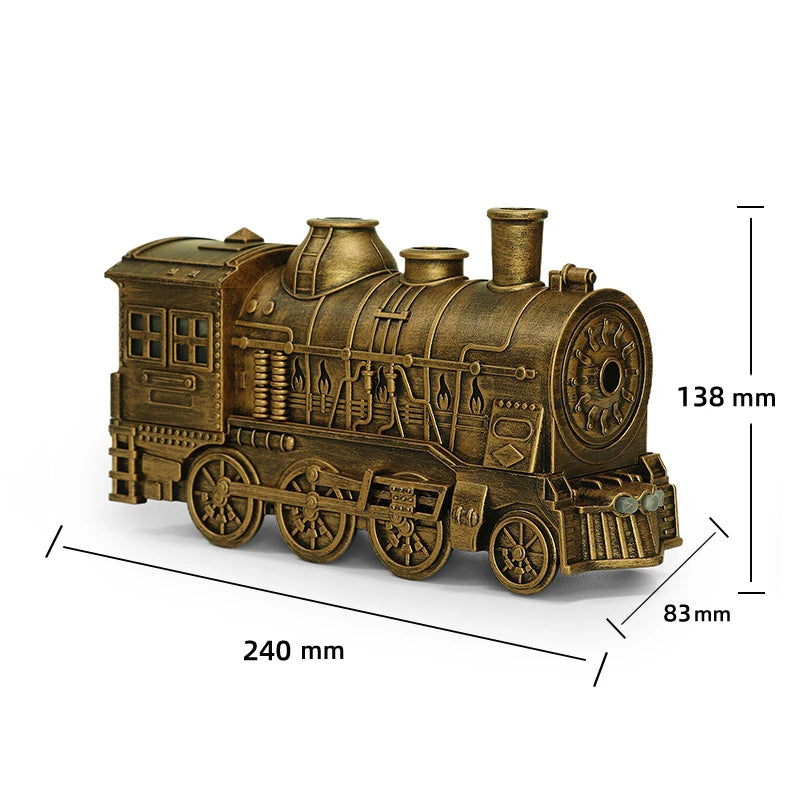 Creative Vintage Train Locomotive Air Humidifier Aroma Diffuser Sprayer with Jellyfish Smoke Ring for Essential Oil Aromatherapy