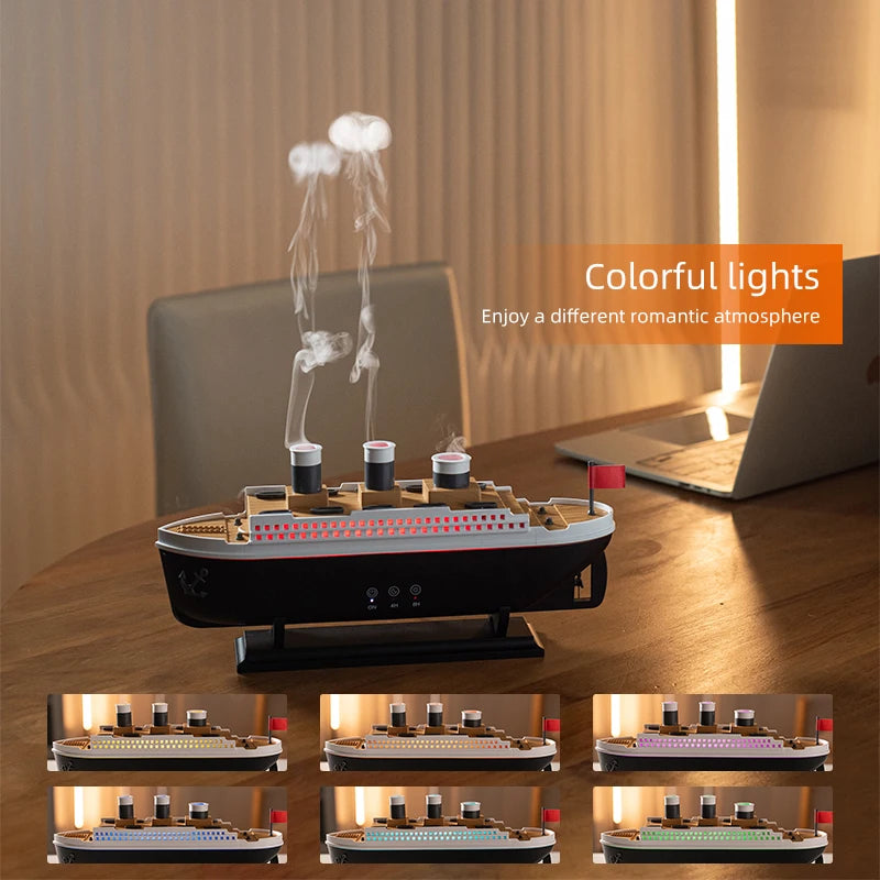 Retro Ship Air Humidifier Ultrasonic Aromatherapy Diffusers Mist Maker Fragrance Essential Oil Aroma Difusor Remote Control